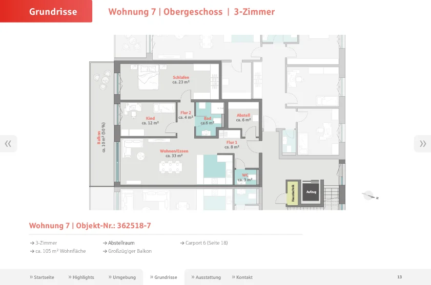 Information zu Wohnung 7 Obergeschoss 105 m²